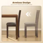 Dining Chairs Set of 2 Linen Upholstered Kitchen Chairs with Rubberwood Legs for Dining Room Living Room Espresso Gray - Image 6