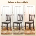 Dining Chairs Set of 2 Linen Upholstered Kitchen Chairs with Rubberwood Legs for Dining Room Living Room Espresso Gray - Image 7