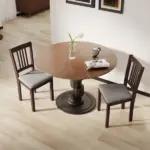Dining Chairs Set of 2 Linen Upholstered Kitchen Chairs with Rubberwood Legs for Dining Room Living Room Espresso Gray - Image 9