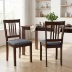 Dining Chairs Set of 2 Linen Upholstered Kitchen Chairs with Rubberwood Legs for Dining Room Living Room Espresso Gray - Image 10