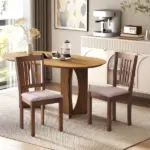 Dining Chairs Set of 2 Linen Upholstered Kitchen Chairs with Rubberwood Legs for Dining Room Living Room Walnut Taupe - Image 11