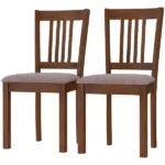 Dining Chairs Set of 2 Linen Upholstered Kitchen Chairs with Rubberwood Legs for Dining Room Living Room Walnut Taupe