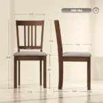 Dining Chairs Set of 2 Linen Upholstered Kitchen Chairs with Rubberwood Legs for Dining Room Living Room Walnut Taupe - Image 3
