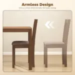 Dining Chairs Set of 2 Linen Upholstered Kitchen Chairs with Rubberwood Legs for Dining Room Living Room Walnut Taupe - Image 6