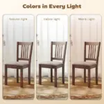 Dining Chairs Set of 2 Linen Upholstered Kitchen Chairs with Rubberwood Legs for Dining Room Living Room Walnut Taupe - Image 7