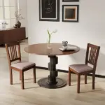 Dining Chairs Set of 2 Linen Upholstered Kitchen Chairs with Rubberwood Legs for Dining Room Living Room Walnut Taupe - Image 9