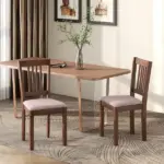 Dining Chairs Set of 2 Linen Upholstered Kitchen Chairs with Rubberwood Legs for Dining Room Living Room Walnut Taupe - Image 10