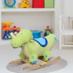 Dinosaur Rocking Horse, Plush, Realistic Sounds, Green, Adventure and Fun Ride-On Toy for Kids - Image 2