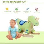 Dinosaur Rocking Horse, Plush, Realistic Sounds, Green, Adventure and Fun Ride-On Toy for Kids - Image 4