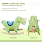 Dinosaur Rocking Horse, Plush, Realistic Sounds, Green, Adventure and Fun Ride-On Toy for Kids - Image 6