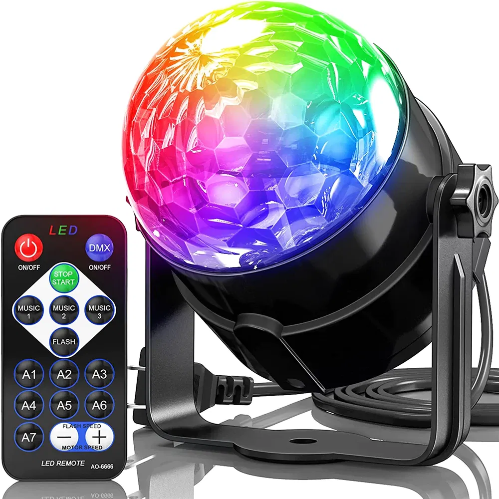 Sound Activated LED Disco Party Light with Remote and Strobe Effects
