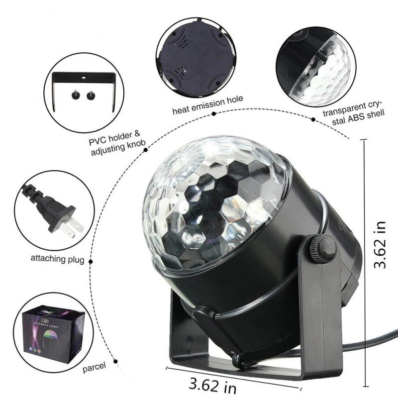 Sound Activated LED Disco Party Light with Remote and Strobe Effects