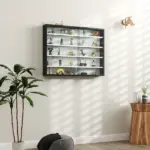 HOMCOM Display Cabinet 5-Tier Black White Glass Case with 2 Doors Adjustable Shelves Wall-Mounted - Image 2