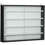 HOMCOM Display Cabinet 5-Tier Black White Glass Case with 2 Doors Adjustable Shelves Wall-Mounted - Image 11