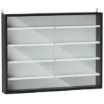 HOMCOM Display Cabinet 5-Tier Black White Glass Case with 2 Doors Adjustable Shelves Wall-Mounted - Image 12