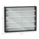 HOMCOM Display Cabinet 5-Tier Black White Glass Case with 2 Doors Adjustable Shelves Wall-Mounted - Image 3