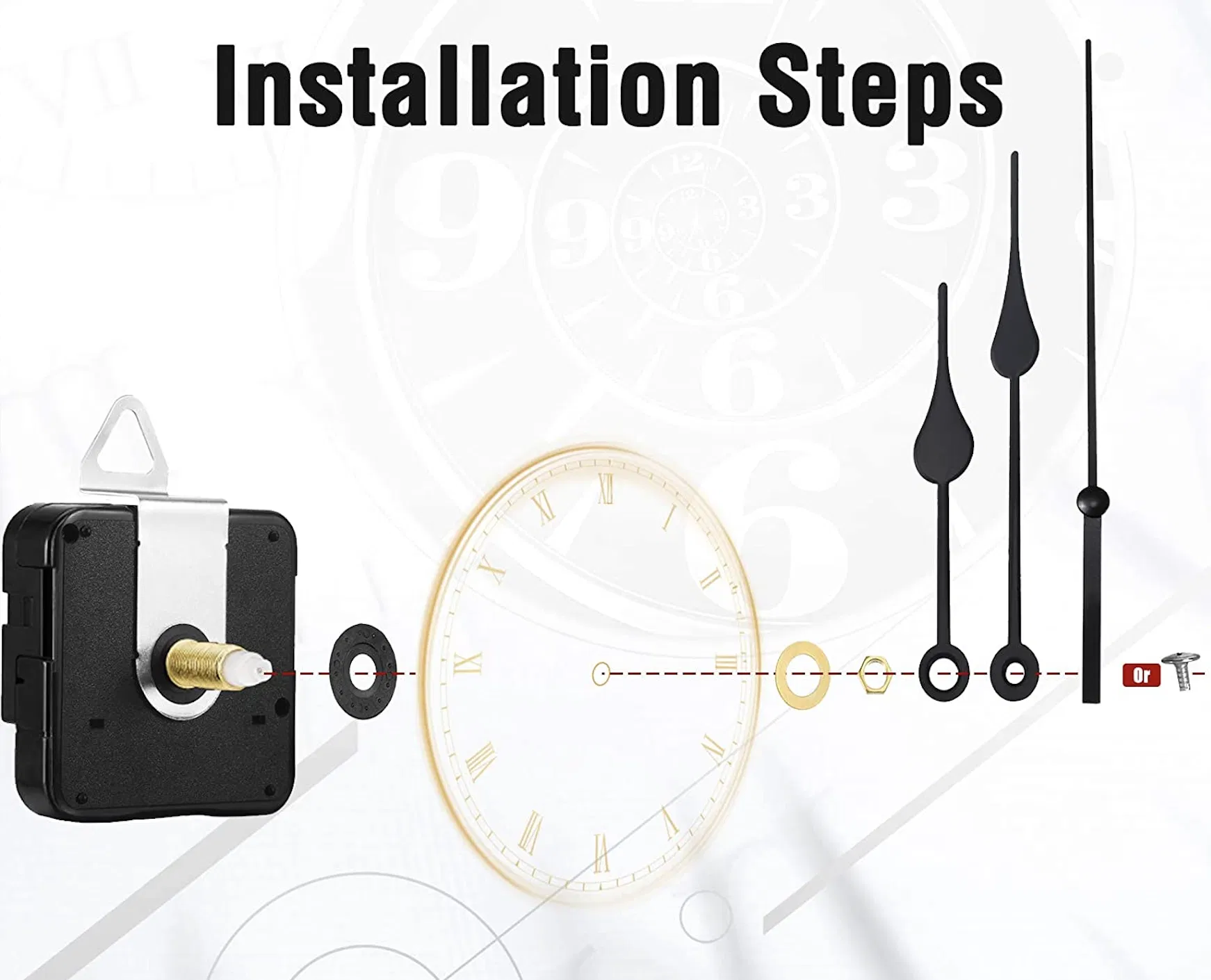 Quartz Clock Movement Mechanism Replacement Kit with Hands