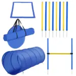 PawHut Dog Agility Tools 4PCS Set PE Jumps Stop Box Outdoor Training Equipment Blue Yellow - Image 14