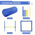 PawHut Dog Agility Tools 4PCS Set PE Jumps Stop Box Outdoor Training Equipment Blue Yellow - Image 4
