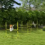 Dog Agility Training 4 Piece Set with Adjustable Height Jump Bars Carry Bag Yellow - Image 2