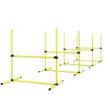 Dog Agility Training 4 Piece Set with Adjustable Height Jump Bars Carry Bag Yellow