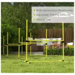 Dog Agility Training 4 Piece Set with Adjustable Height Jump Bars Carry Bag Yellow - Image 7