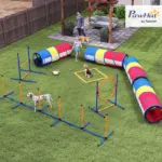 PawHut Dog Agility Training Equipment, 12-Piece Dog Obstacle Course with Adjustable Hurdle and Ring, 4 Tunnels, Weave Poles - Image 2