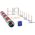 PawHut Dog Agility Training Equipment, 12-Piece Dog Obstacle Course with Adjustable Hurdle and Ring, 4 Tunnels, Weave Poles - Image 11