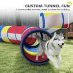 PawHut Dog Agility Training Equipment, 12-Piece Dog Obstacle Course with Adjustable Hurdle and Ring, 4 Tunnels, Weave Poles - Image 5