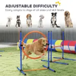 PawHut Dog Agility Training Equipment, 12-Piece Dog Obstacle Course with Adjustable Hurdle and Ring, 4 Tunnels, Weave Poles - Image 6