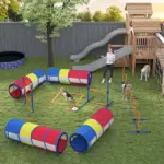 PawHut Dog Agility Training Equipment, 12-Piece Dog Obstacle Course with Adjustable Hurdle and Ring, 4 Tunnels, Weave Poles - Image 10
