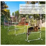 4 Piece Adjustable Dog Agility Jump Bar Set with Carry Bag, Blue - Image 7
