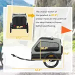 PawHut Dog Bike Trailer for Small and Medium Dogs, Universal Bicycle Coupler, Flip-Down Ramp Tailgate, Gray - Image 3