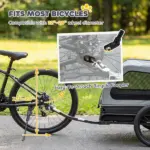 PawHut Dog Bike Trailer for Small and Medium Dogs, Universal Bicycle Coupler, Flip-Down Ramp Tailgate, Gray - Image 6