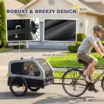 PawHut Dog Bike Trailer for Small and Medium Dogs, Universal Bicycle Coupler, Flip-Down Ramp Tailgate, Gray - Image 9