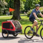Dog Bike Trailer for Small and Medium Dogs, Universal Bicycle Coupler, Flip-Down Ramp Tailgate, Red - Image 2