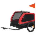 Dog Bike Trailer for Small and Medium Dogs, Universal Bicycle Coupler, Flip-Down Ramp Tailgate, Red