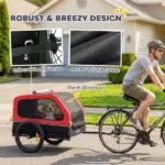 Dog Bike Trailer for Small and Medium Dogs, Universal Bicycle Coupler, Flip-Down Ramp Tailgate, Red - Image 9