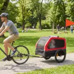 Dog Bike Trailer for Small and Medium Dogs, Universal Bicycle Coupler, Flip-Down Ramp Tailgate, Red - Image 10