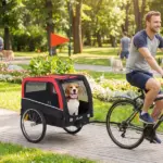 Dog Bike Trailer, Pet Cart Bicycle Carrier with 20" Air Tires, Quick-Release Wheels, Reflectors, Flag - Image 2