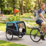 Dog Bike Trailer, Pet Cart Bicycle Carrier with 20" Air Tires, Quick-Release Wheels, Reflectors, Flag - Image 2