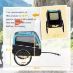 Dog Bike Trailer, Pet Cart Bicycle Carrier with 20" Air Tires, Quick-Release Wheels, Reflectors, Flag - Image 3