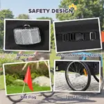 Dog Bike Trailer, Pet Cart Bicycle Carrier with 20" Air Tires, Quick-Release Wheels, Reflectors, Flag - Image 7