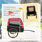 Dog Bike Trailer, Pet Cart Bicycle Carrier with 20" Air Tires, Quick-Release Wheels, Reflectors, Flag - Image 3