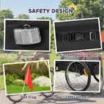 Dog Bike Trailer, Pet Cart Bicycle Carrier with 20" Air Tires, Quick-Release Wheels, Reflectors, Flag - Image 7