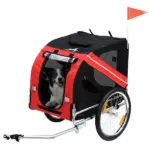 Dog Bike Trailer, Red and Black Pet Cart Wagon, Large Wheels for Off-Road Adventures with Your Pet