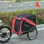 Dog Bike Trailer, Red and Black Pet Cart Wagon, Large Wheels for Off-Road Adventures with Your Pet - Image 10