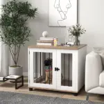 Dog Crate Furniture, Side Table Indoor Dog Kennel, End Table with Lockable Door for Small and Medium Dogs, Dog Cage, Walnut Brown - Image 2