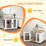 Dog Crate Furniture, Side Table Indoor Dog Kennel, End Table with Lockable Door for Small and Medium Dogs, Dog Cage, Walnut Brown - Image 5
