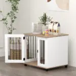 Dog Crate Furniture, Side Table Indoor Dog Kennel, End Table with Lockable Door for Small and Medium Dogs, Dog Cage, Walnut Brown - Image 9